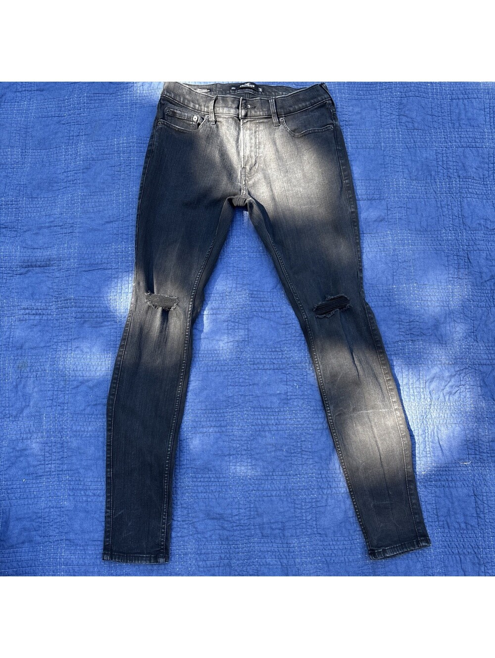 Hollister Super Skinny Jeans Men’s 32x32 Black Gray Stretch Distressed 🔥